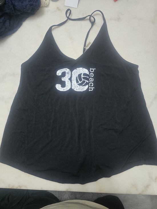 lululemon athletica Tops - lululemon athletica Black Halter Tank with White '30 Beach' Graphic